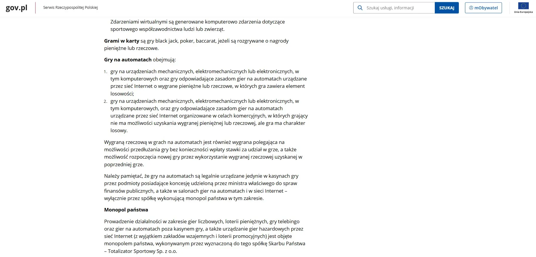 Oficjalna strona Ministerstwa Finansów dotycząca legalnego hazardu online w Polsce